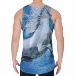 White Horse Painting Print Men's Velvet Tank Top