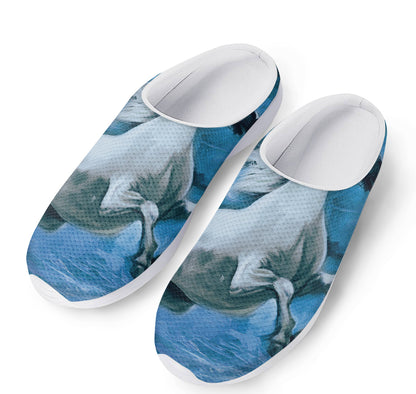 White Horse Painting Print Mesh Casual Shoes