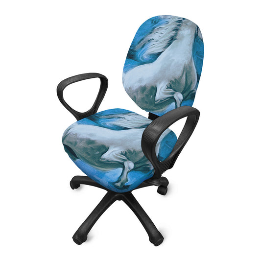 White Horse Painting Print Office Chair Cover