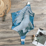 White Horse Painting Print One Shoulder Bodysuit