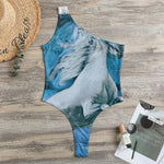 White Horse Painting Print One Shoulder Bodysuit