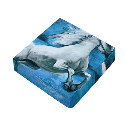 White Horse Painting Print Outdoor Seat Cushion Cover