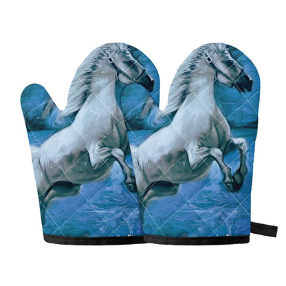 White Horse Painting Print Oven Mitts
