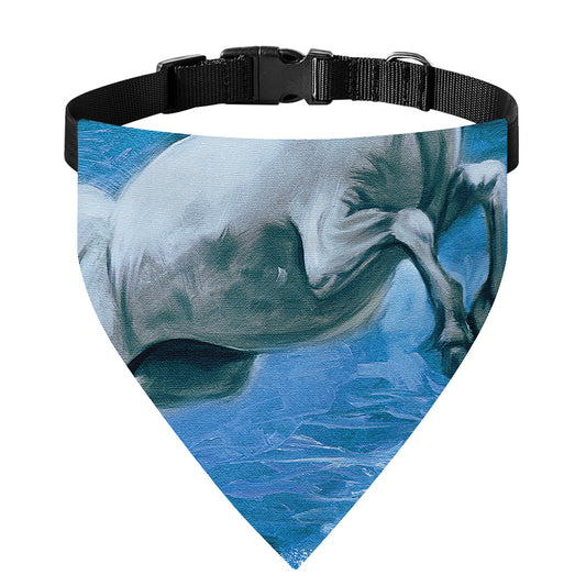 White Horse Painting Print Over The Collar Dog Bandana