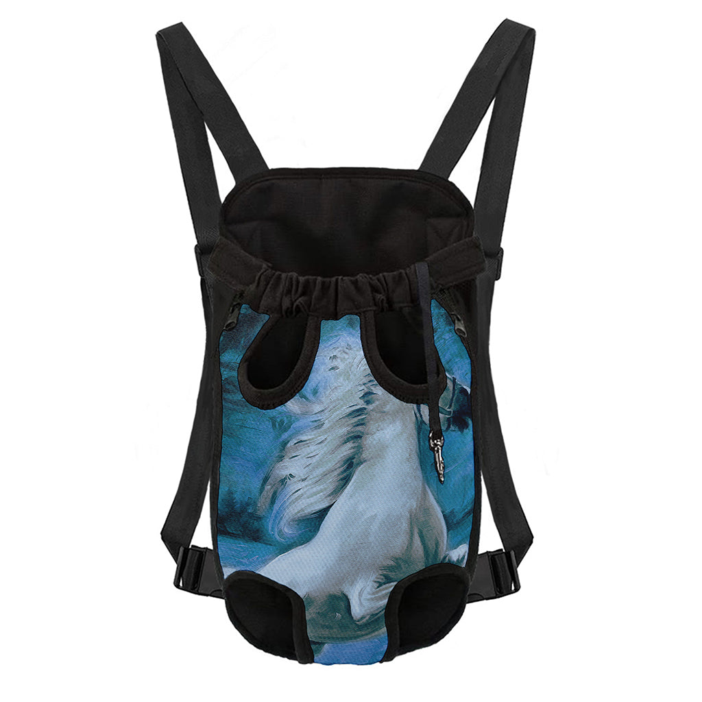 White Horse Painting Print Pet Carrier Backpack