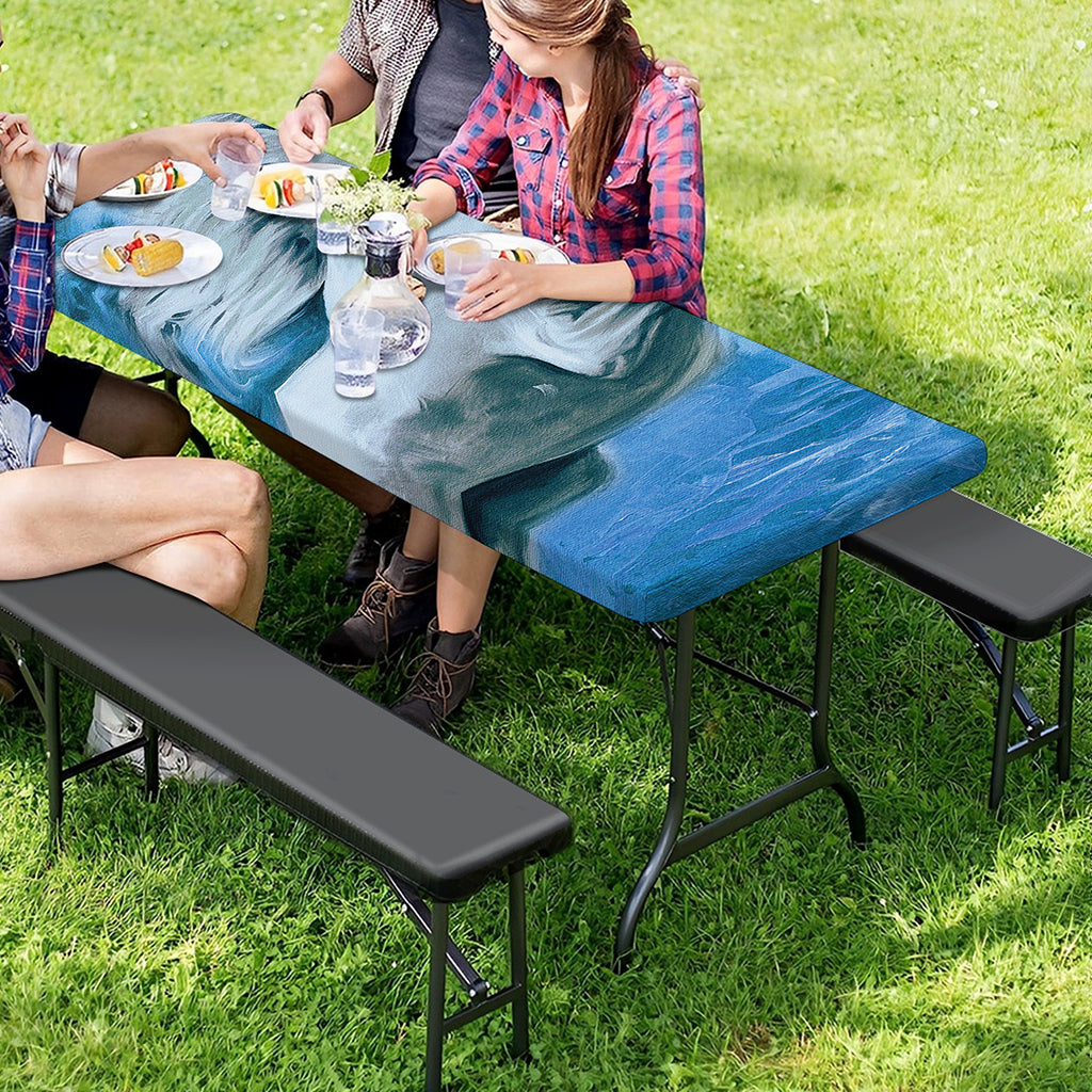White Horse Painting Print Picnic Table Cover