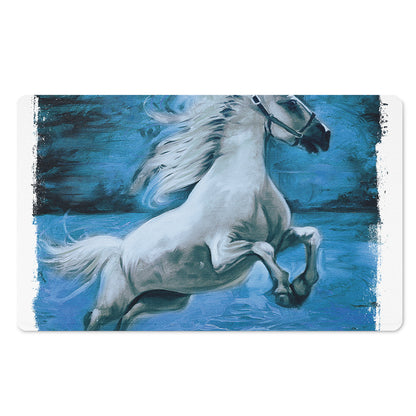 White Horse Painting Print Polyester Doormat