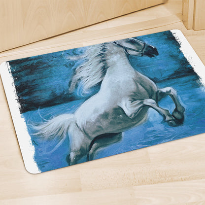 White Horse Painting Print Polyester Doormat
