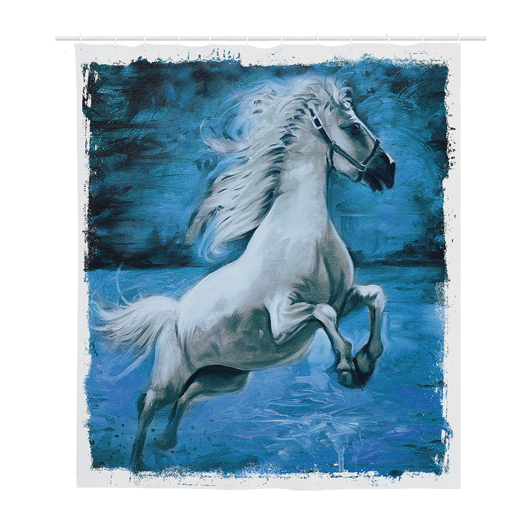 White Horse Painting Print Polyester Shower Curtain