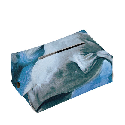 White Horse Painting Print Rectangle Tissue Box Cover