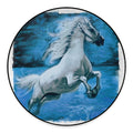 White Horse Painting Print Round Floor Mat