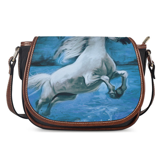 White Horse Painting Print Saddle Bag