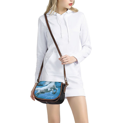 White Horse Painting Print Saddle Bag