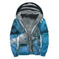 White Horse Painting Print Sherpa Lined Zip Up Hoodie