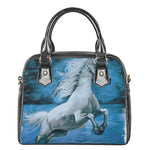 White Horse Painting Print Shoulder Handbag