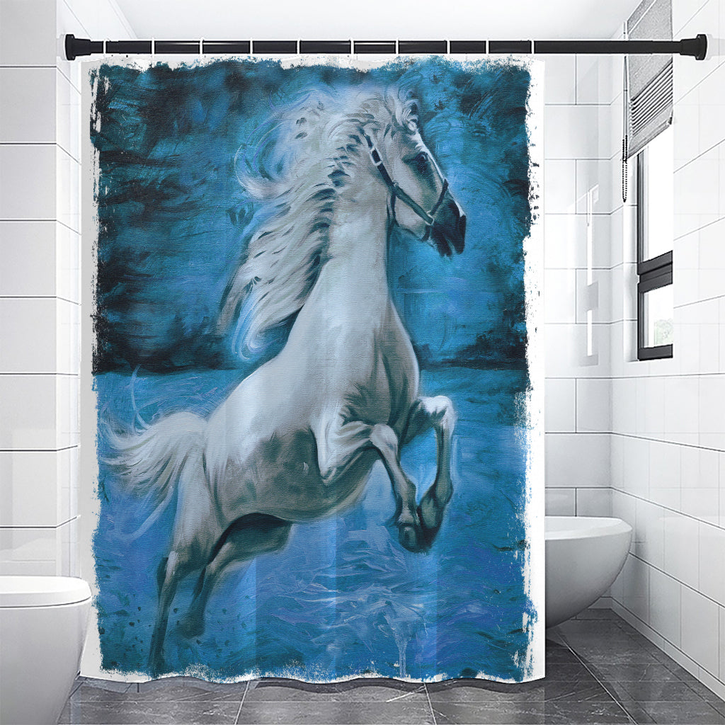 White Horse Painting Print Shower Curtain