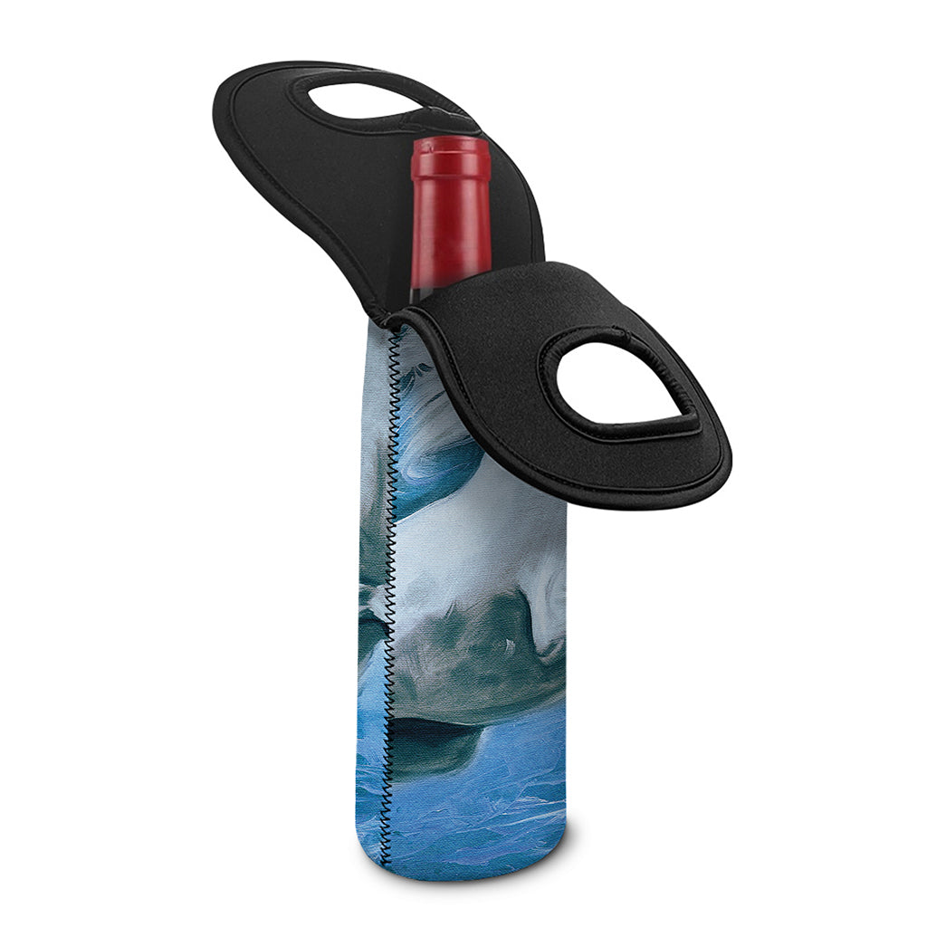 White Horse Painting Print Single Neoprene Wine Tote