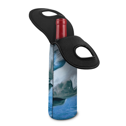 White Horse Painting Print Single Neoprene Wine Tote