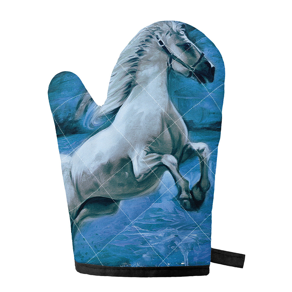 White Horse Painting Print Single Oven Mitt