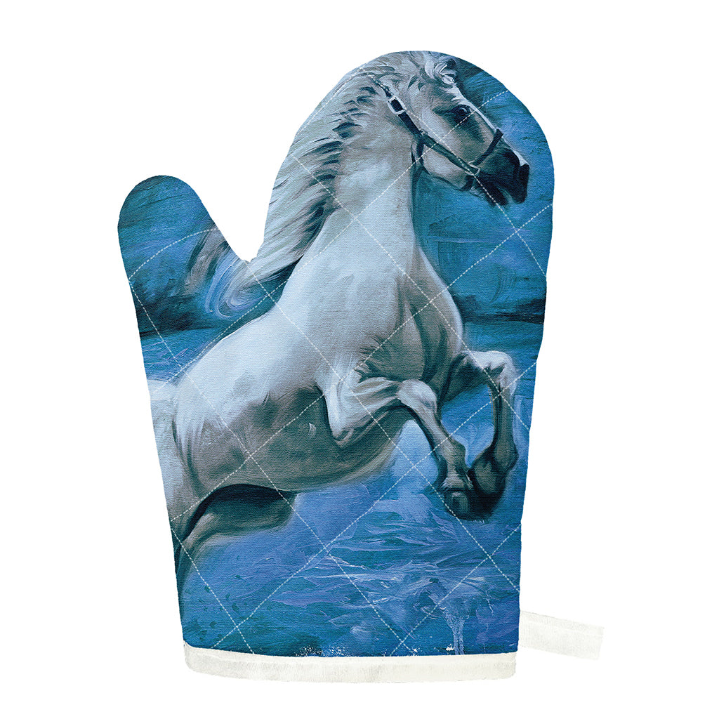 White Horse Painting Print Single Oven Mitt