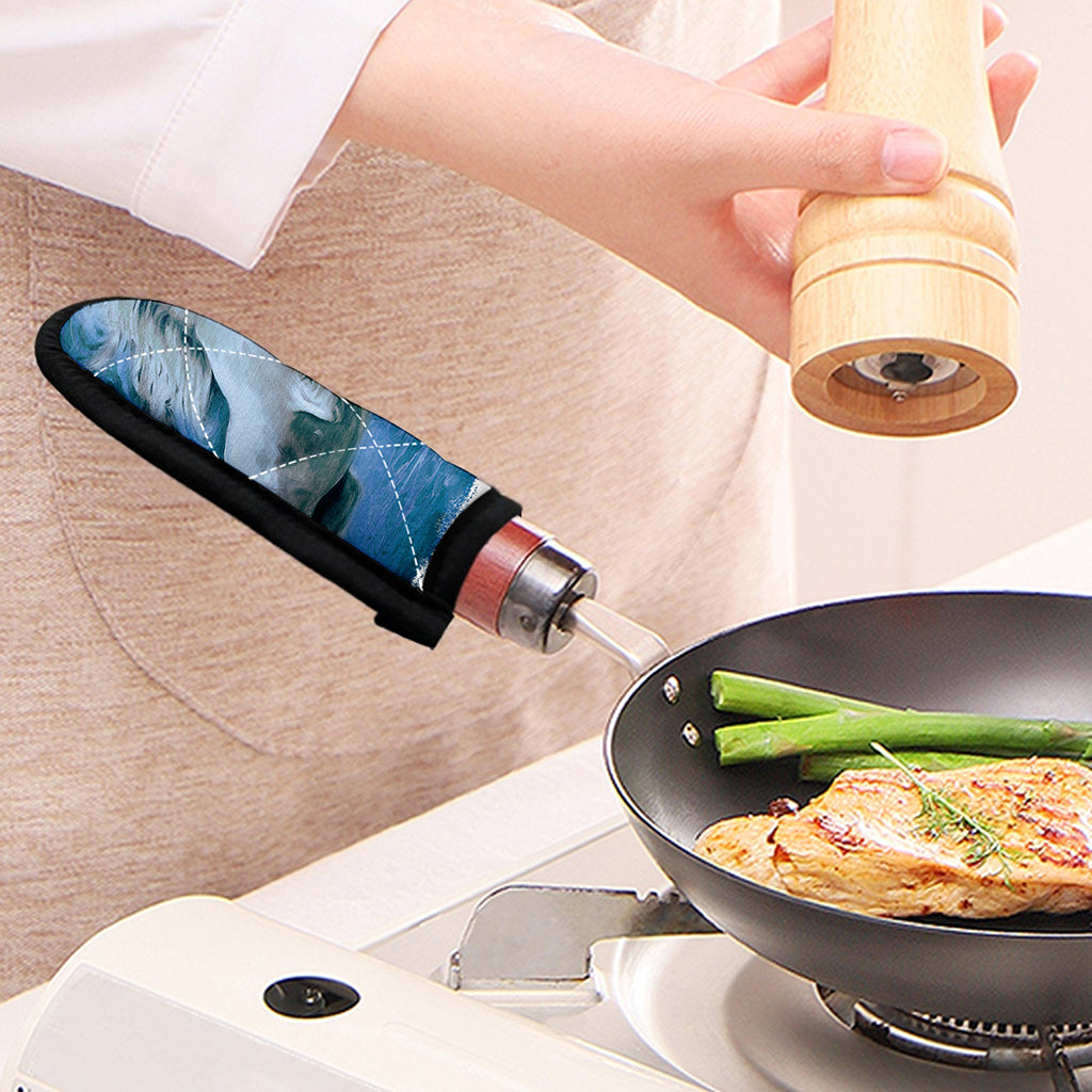 White Horse Painting Print Skillet Handle Cover