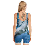 White Horse Painting Print Sleeveless One Piece Swimsuit
