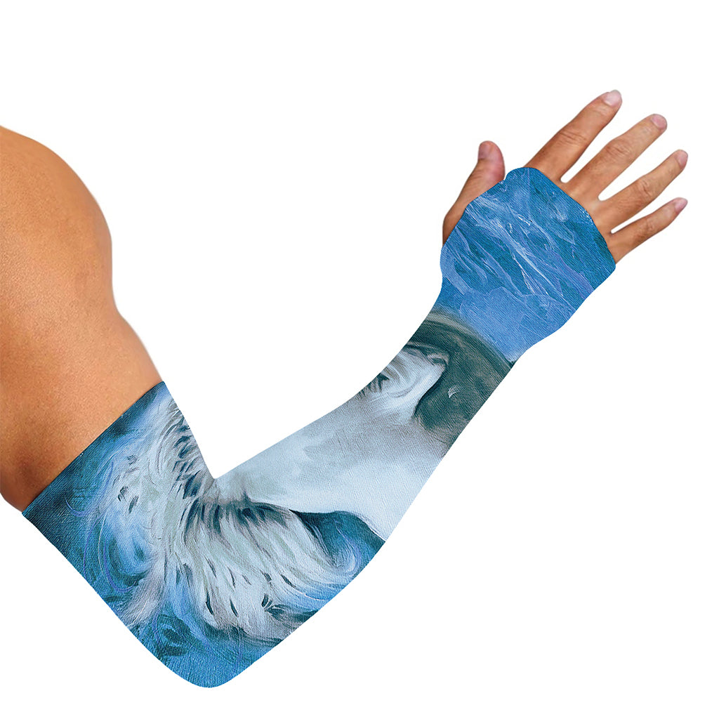 White Horse Painting Print Sun Protection Arm Sleeves
