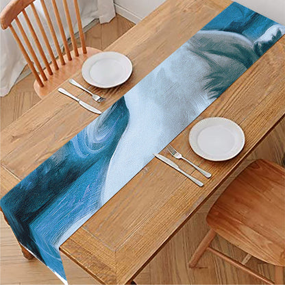 White Horse Painting Print Table Runner