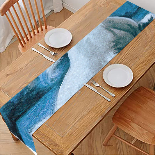 White Horse Painting Print Table Runner