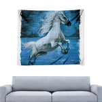 White Horse Painting Print Tapestry