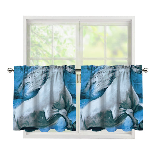 White Horse Painting Print Tier Curtains