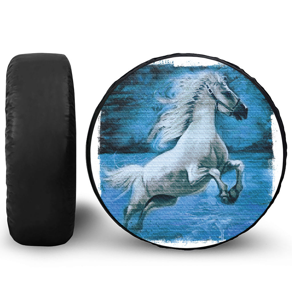 White Horse Painting Print Tire Cover