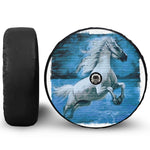 White Horse Painting Print Tire Cover With Camera Hole