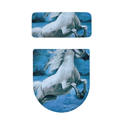 White Horse Painting Print Toilet Lid And Tank Cover Set