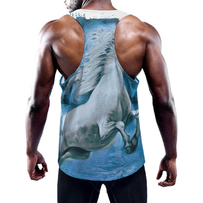 White Horse Painting Print Training Tank Top