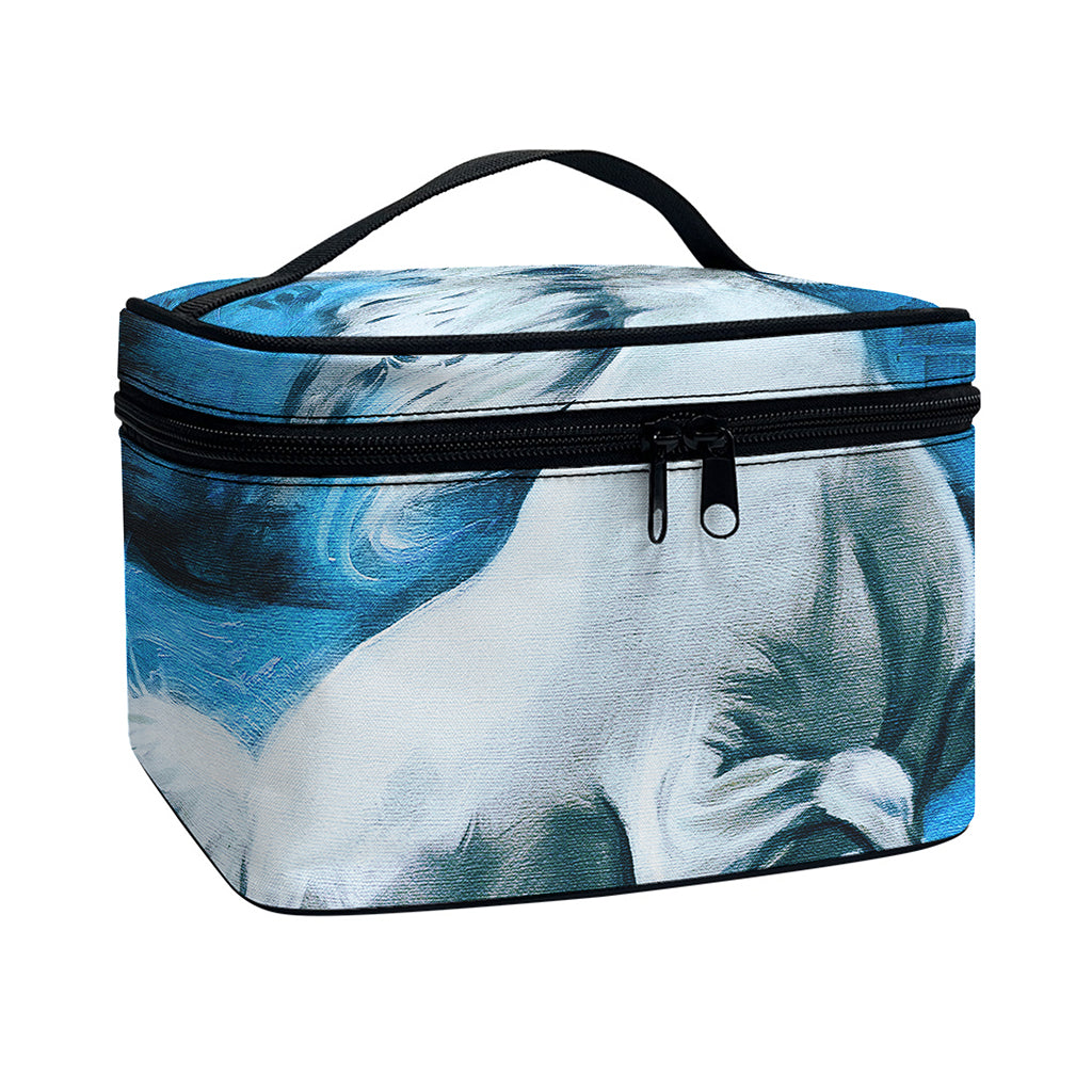 White Horse Painting Print Travel Makeup Bag