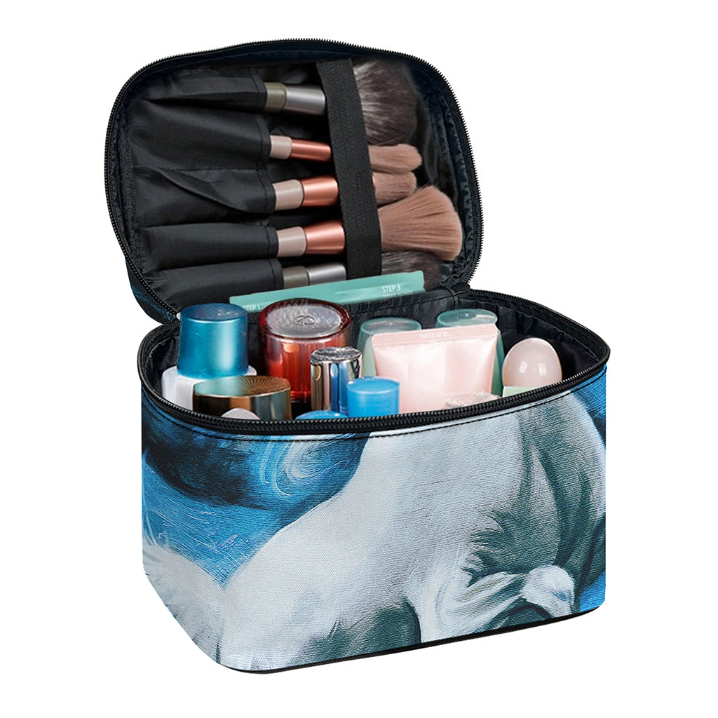 White Horse Painting Print Travel Makeup Bag