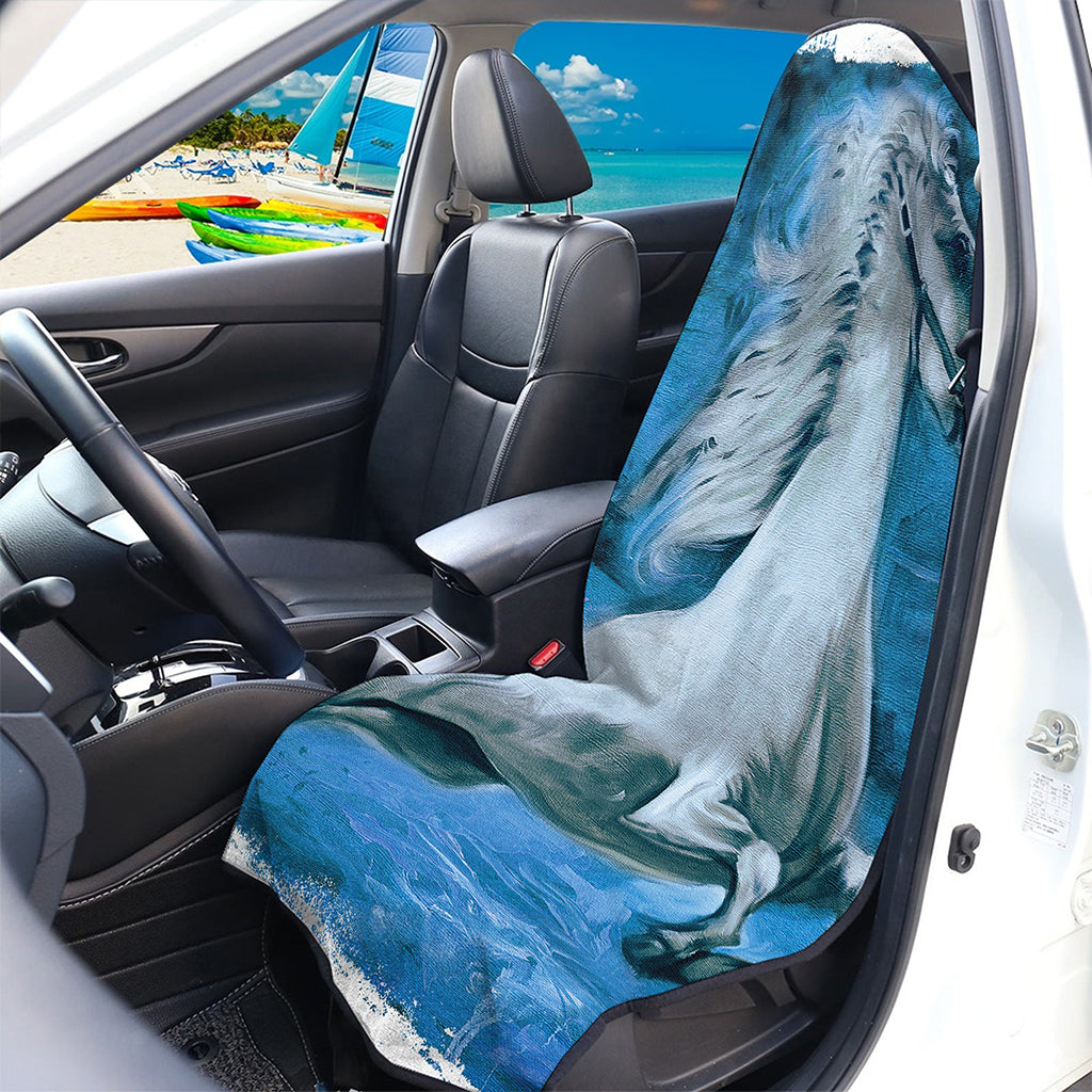 White Horse Painting Print Waterproof Car Seat Cover