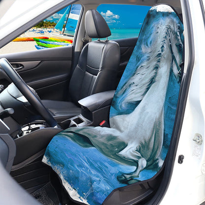 White Horse Painting Print Waterproof Car Seat Cover