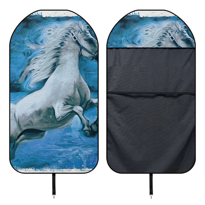 White Horse Painting Print Waterproof Car Seat Cover