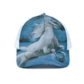 White Horse Painting Print White Mesh Trucker Hat