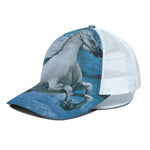 White Horse Painting Print White Mesh Trucker Cap