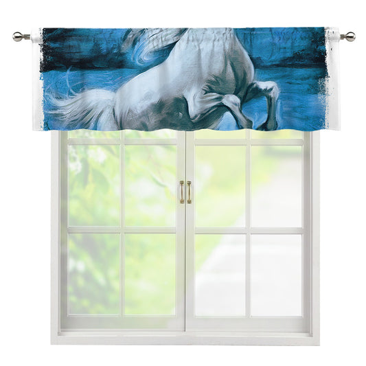 White Horse Painting Print Window Valance