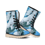 White Horse Painting Print Winter Boots