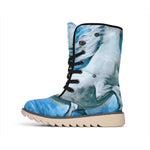 White Horse Painting Print Winter Boots