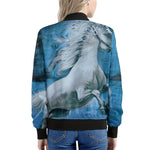 White Horse Painting Print Women's Bomber Jacket