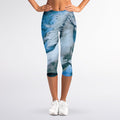 White Horse Painting Print Women's Capri Leggings