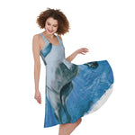 White Horse Painting Print Women's Sleeveless Dress