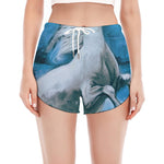 White Horse Painting Print Women's Split Running Shorts