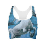 White Horse Painting Print Women's Sports Bra